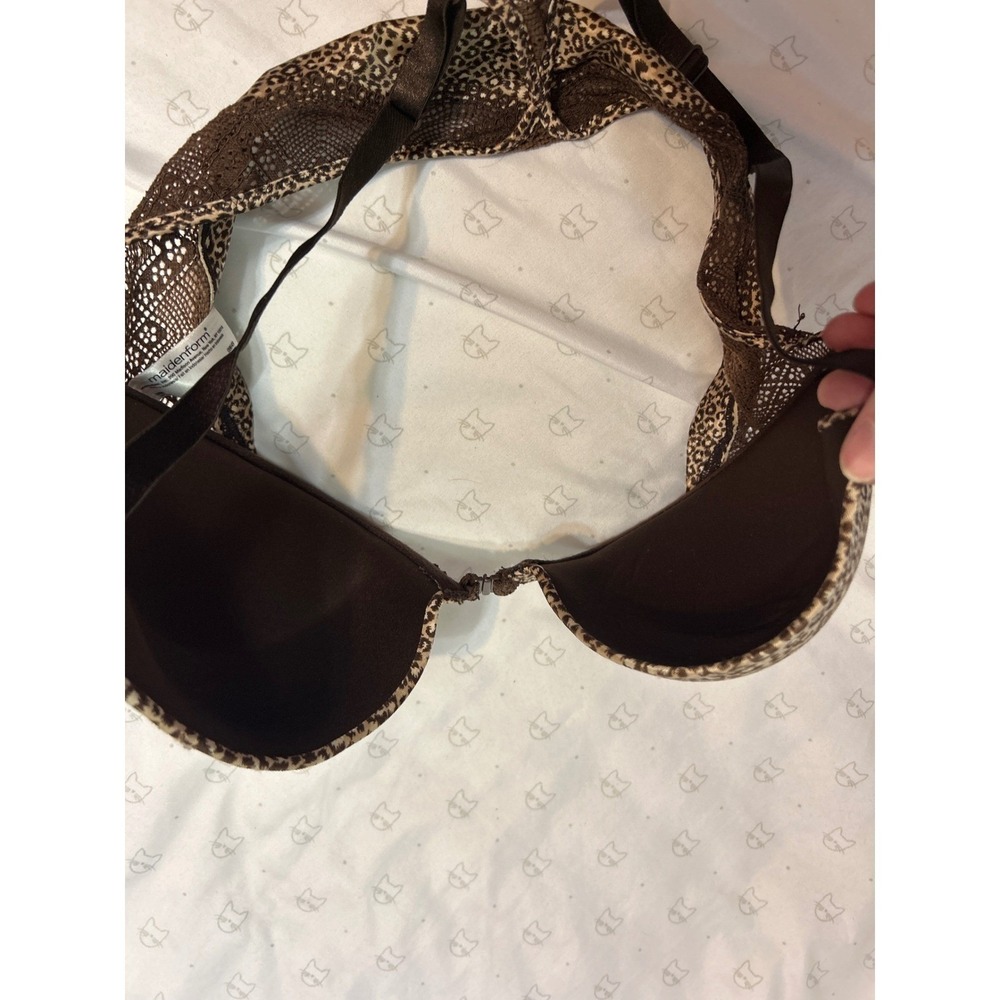 Maidenform Leopard Print Front Close Racerback Underwire Bra 38B Brown Lace - Picture 6 of 8